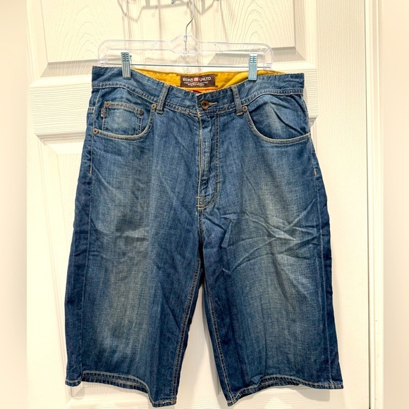 VTG Y2K Ecko Unlimited Baggy Jean Shorts Size 34. Embroidered. - Picture 1 of 5
